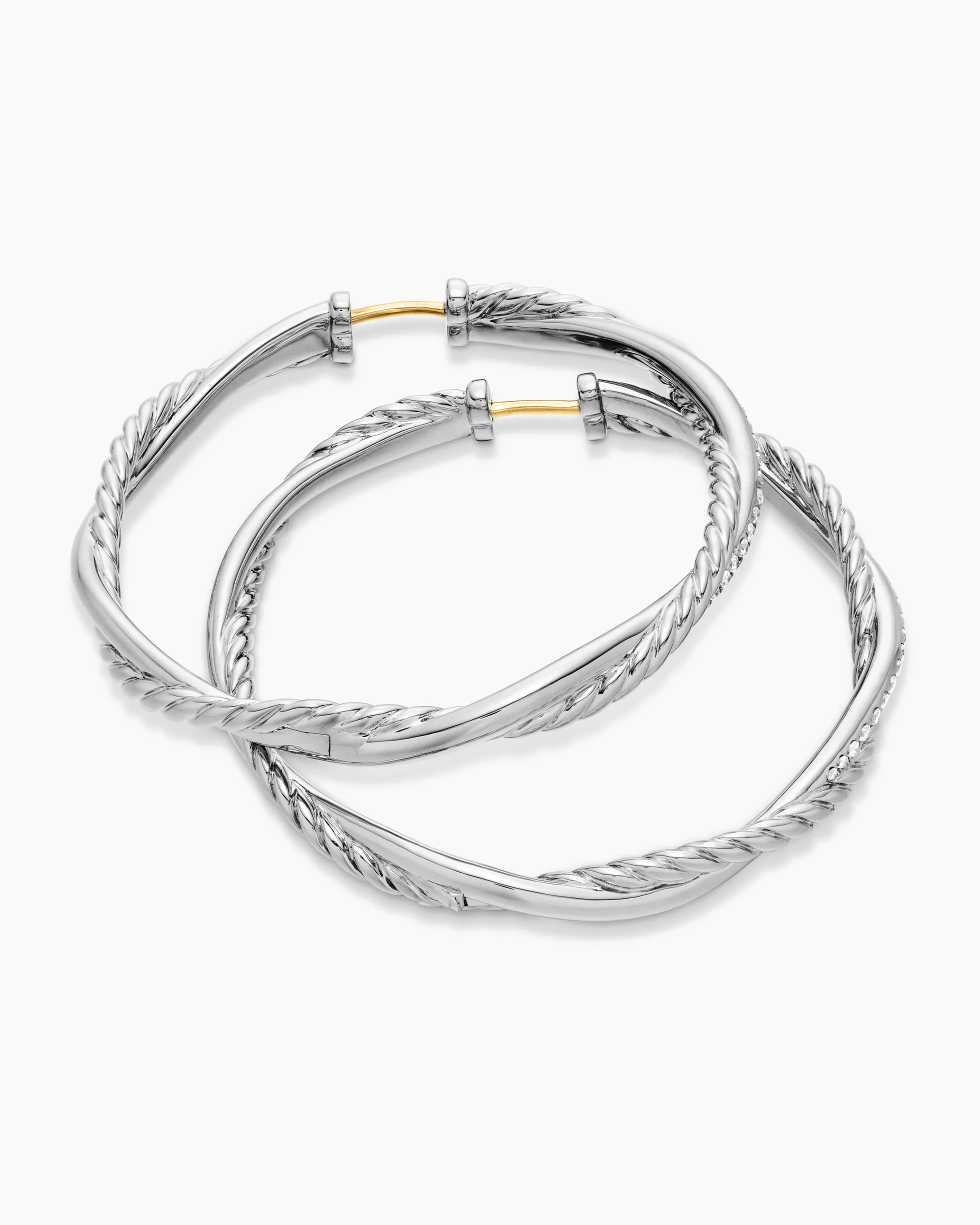 Infinity Hoop Earrings Sterling Silver with Diamonds, 42mm