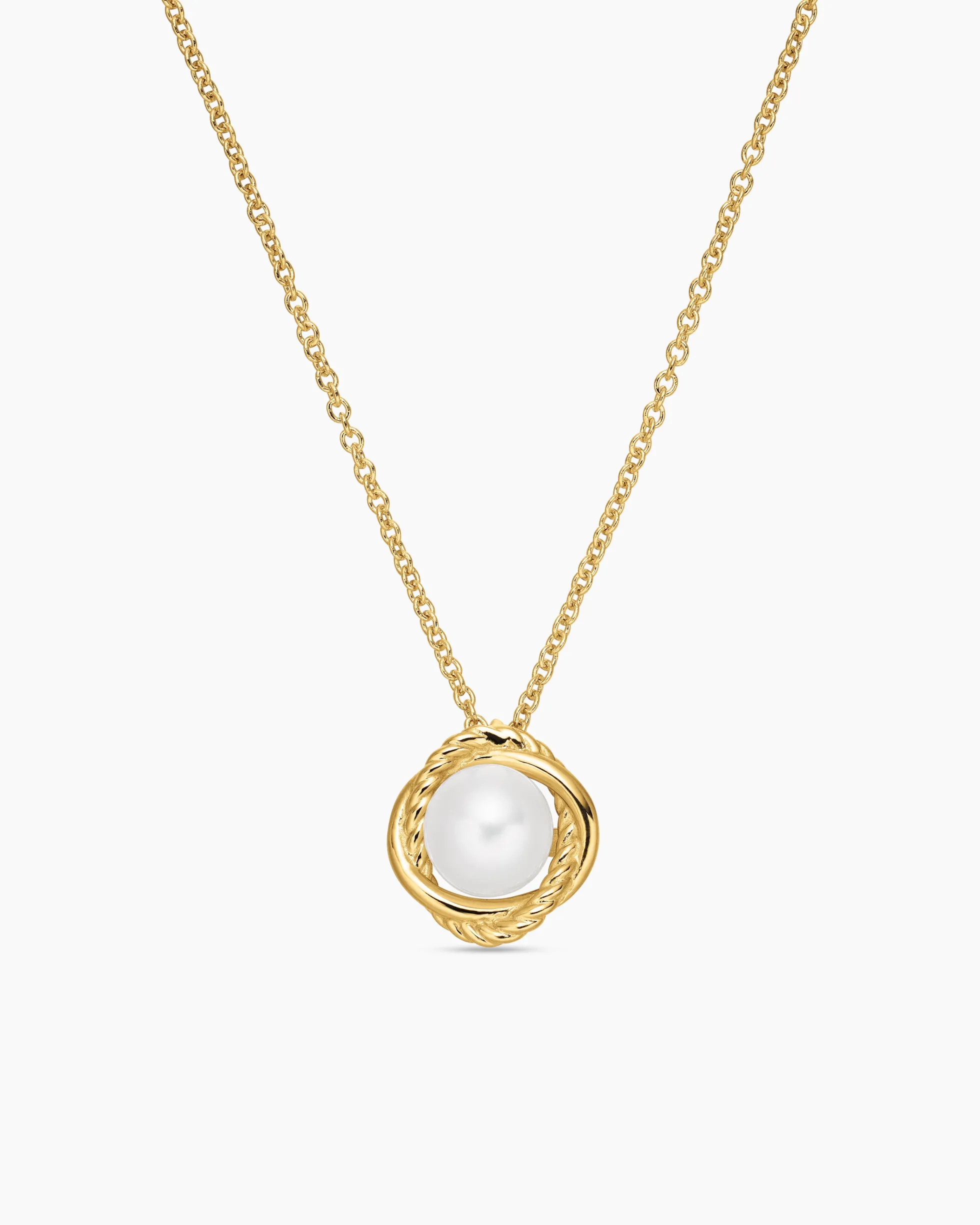 Infinity Pendant Necklace 18K Yellow Gold with Pearl, 10mm