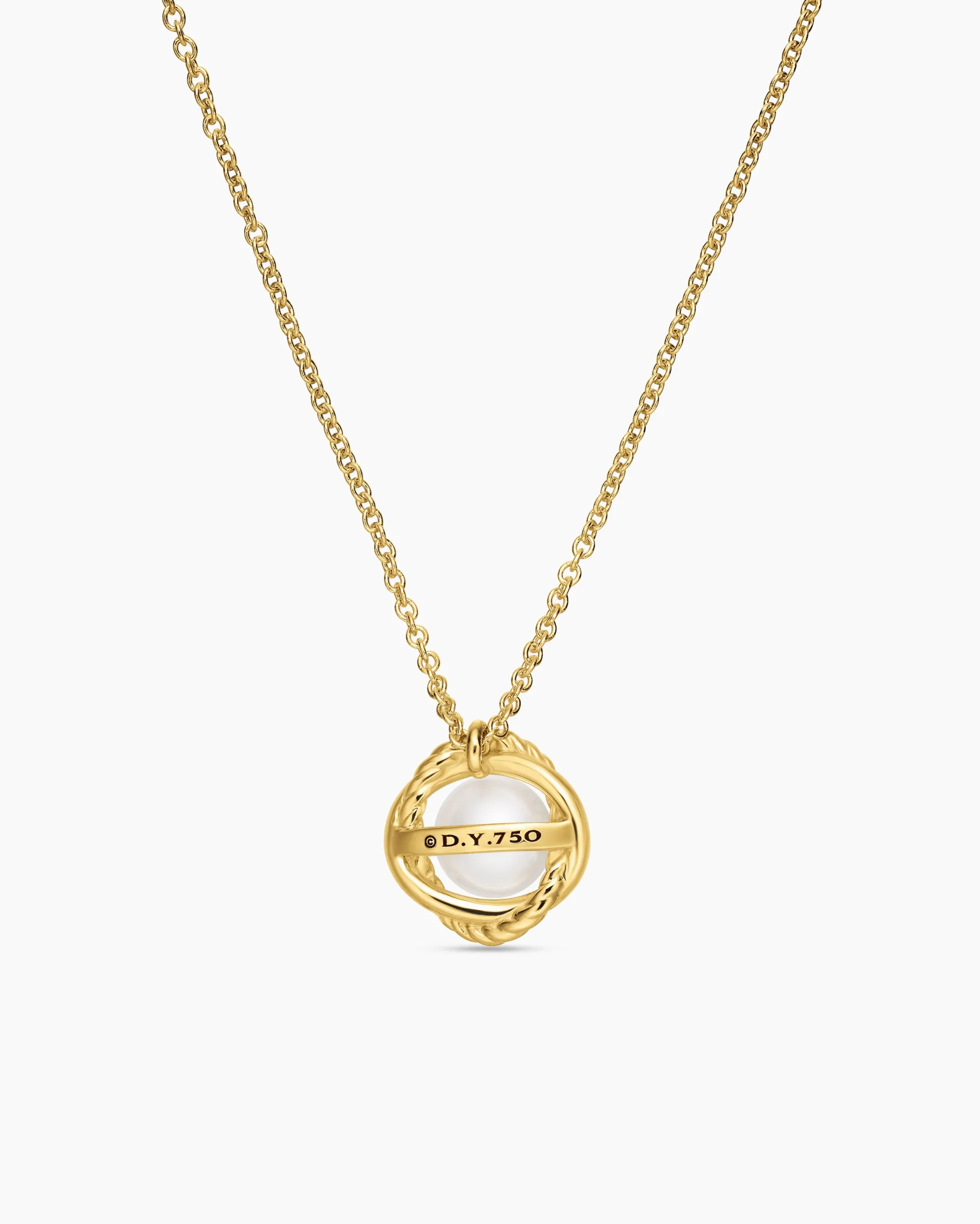 Infinity Pendant Necklace 18K Yellow Gold with Pearl, 10mm