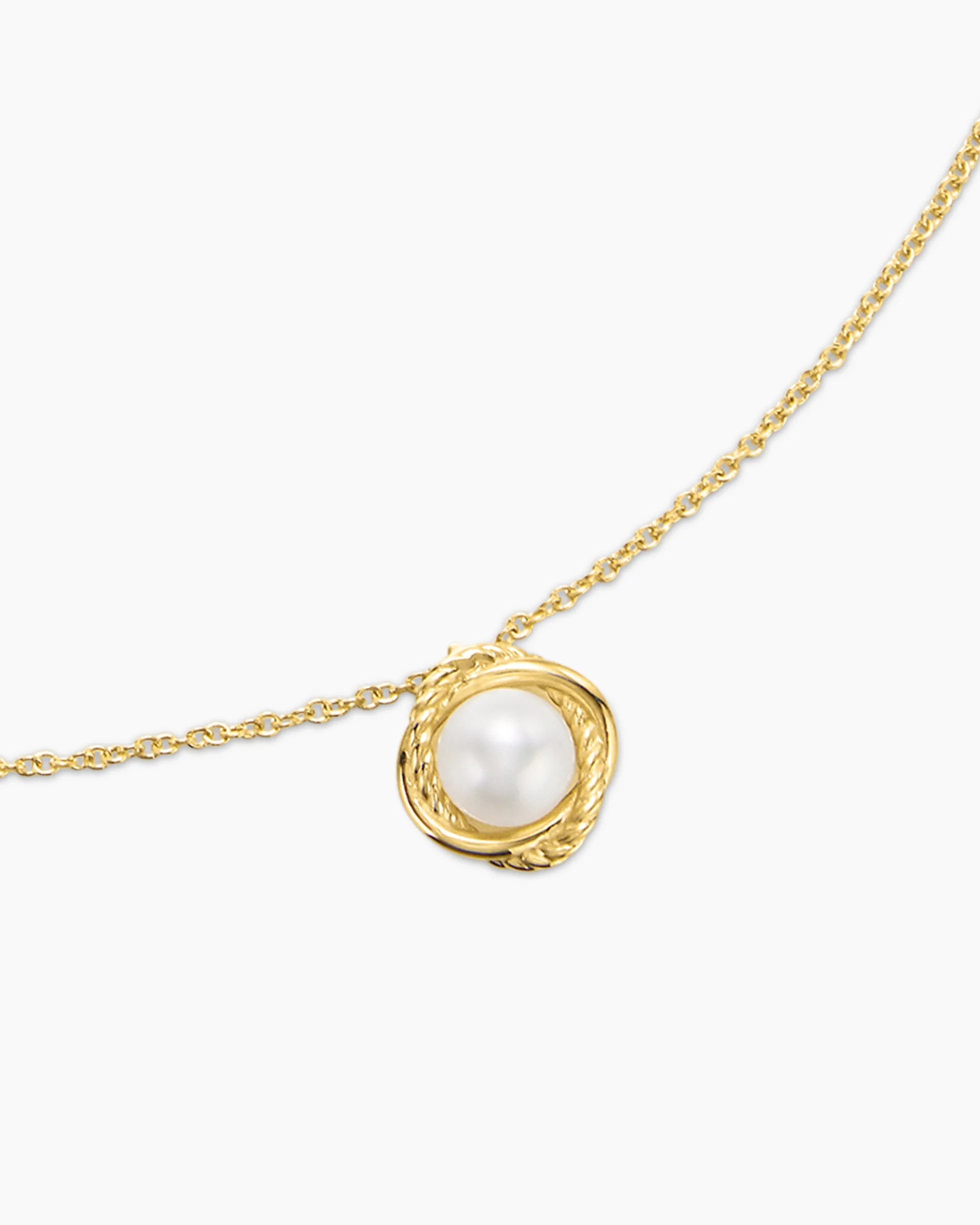 Infinity Pendant Necklace 18K Yellow Gold with Pearl, 10mm