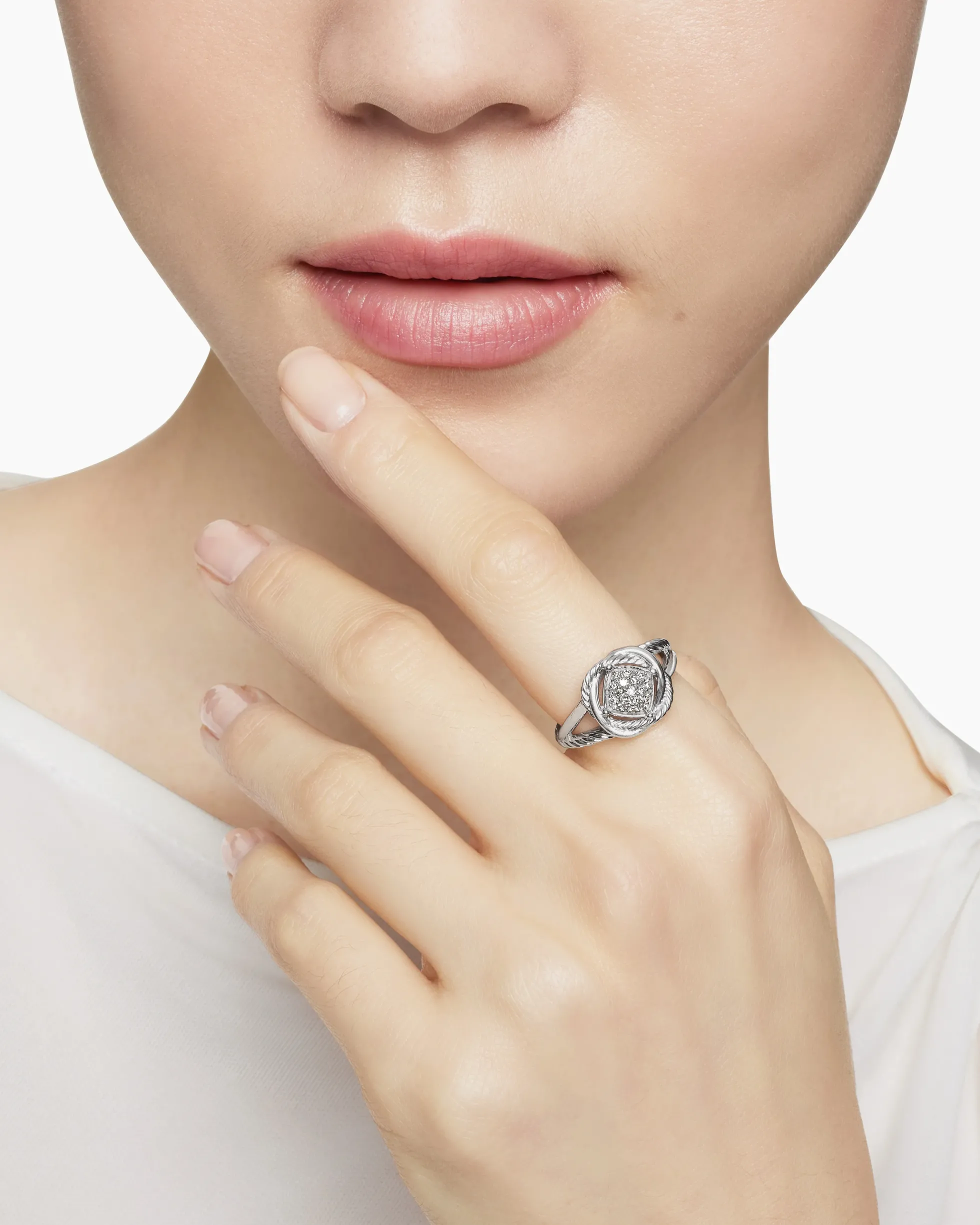 Infinity Ring Sterling Silver with Diamonds, 13mm