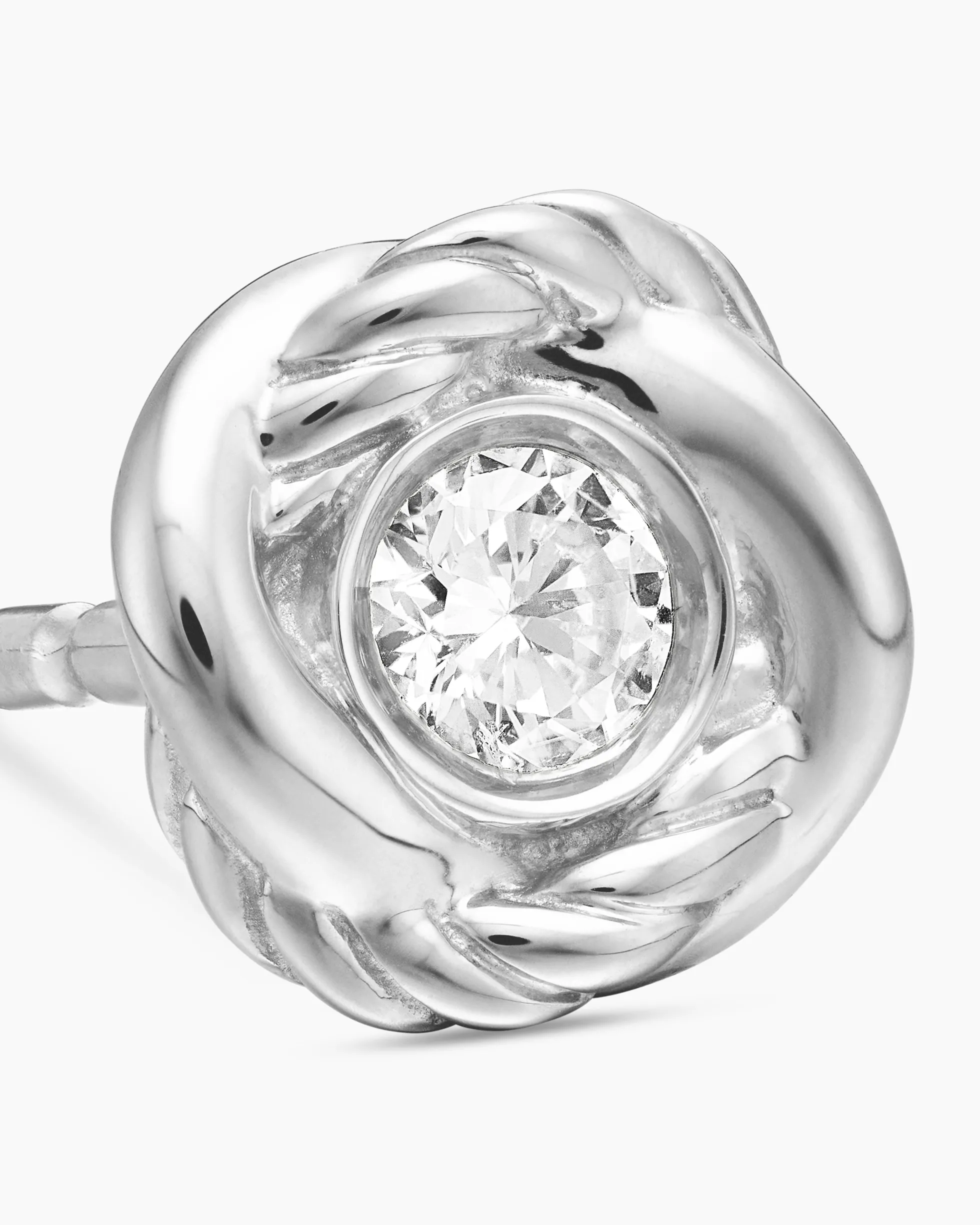 Infinity Stud Earrings 18K White Gold with Diamonds, 6.8mm