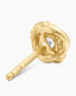 Infinity Stud Earrings 18K Yellow Gold with Diamonds, 6.8mm