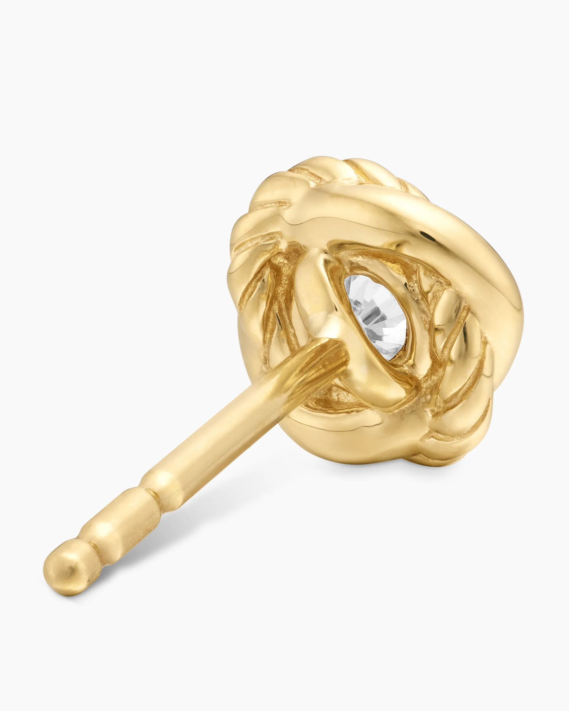 Infinity Stud Earrings 18K Yellow Gold with Diamonds, 6.8mm