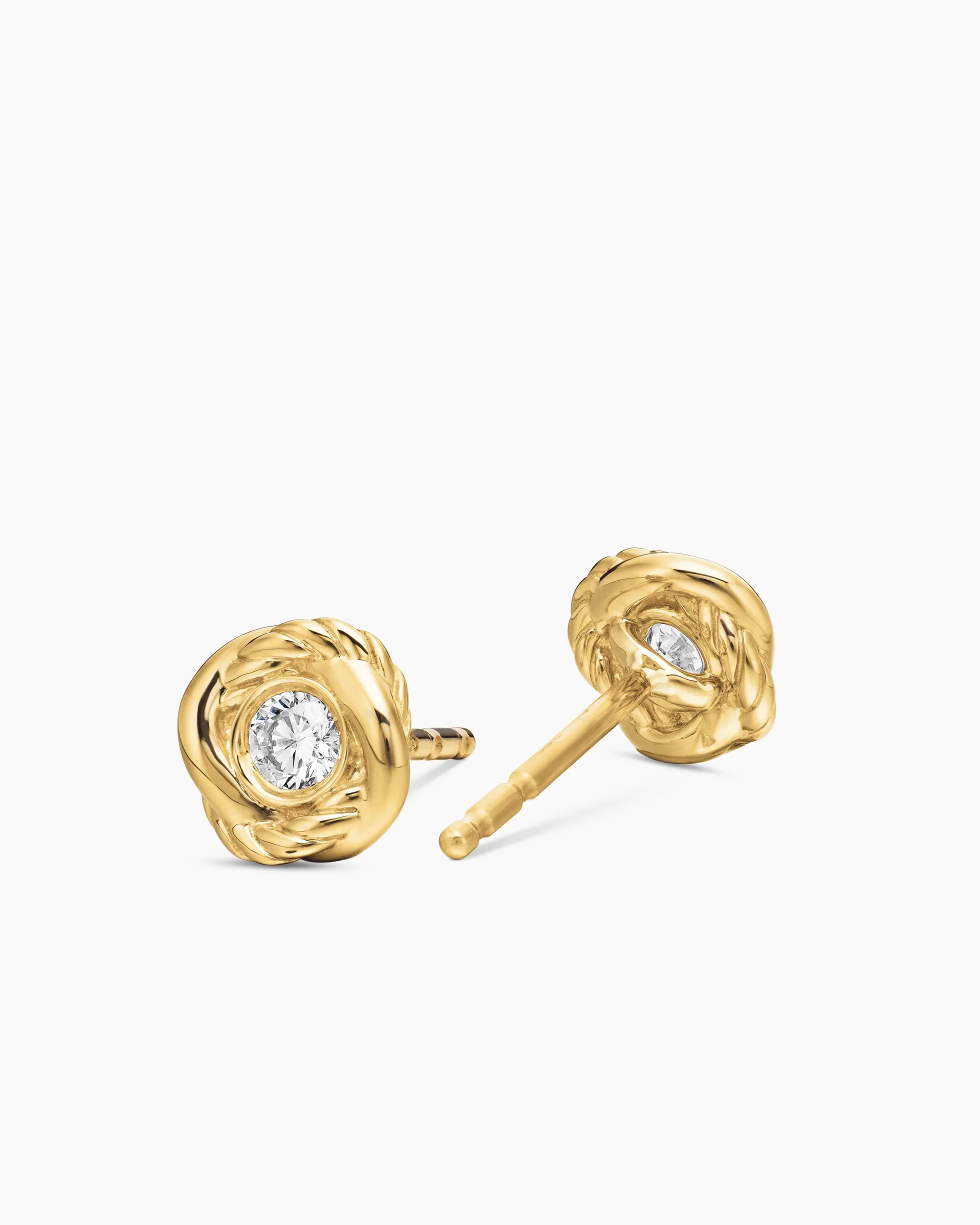 Infinity Stud Earrings 18K Yellow Gold with Diamonds, 6.8mm
