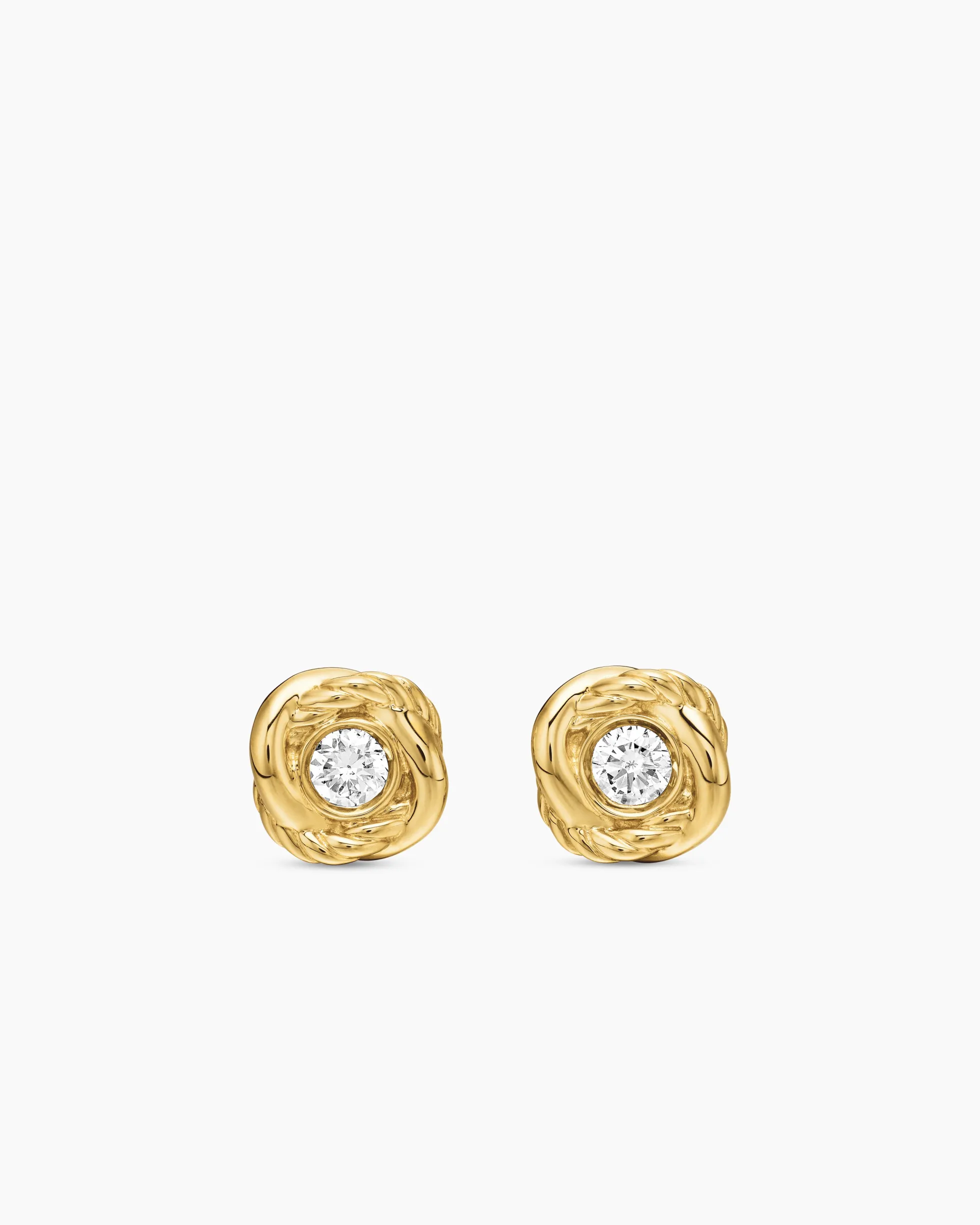 Infinity Stud Earrings 18K Yellow Gold with Diamonds, 6.8mm