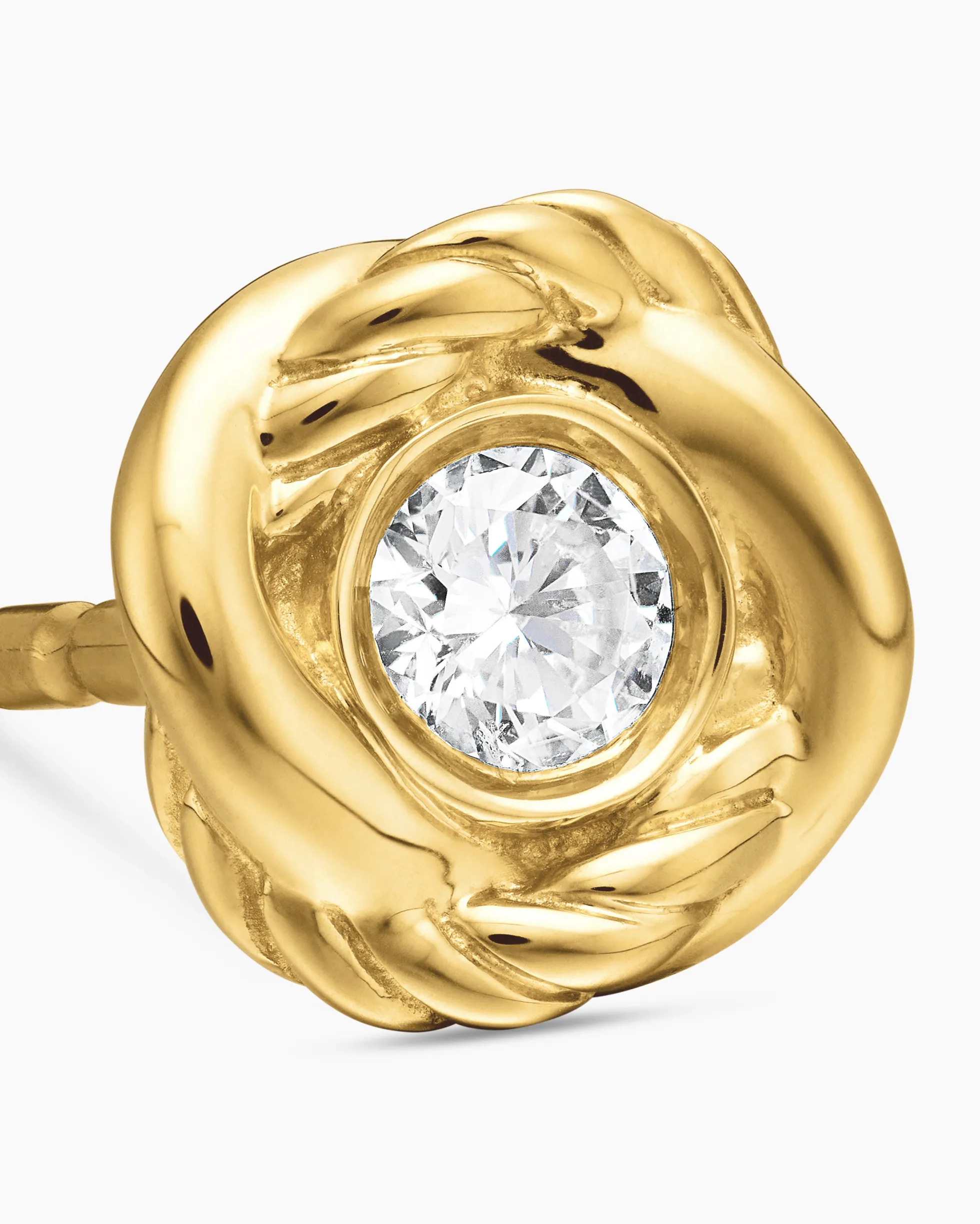 Infinity Stud Earrings 18K Yellow Gold with Diamonds, 6.8mm