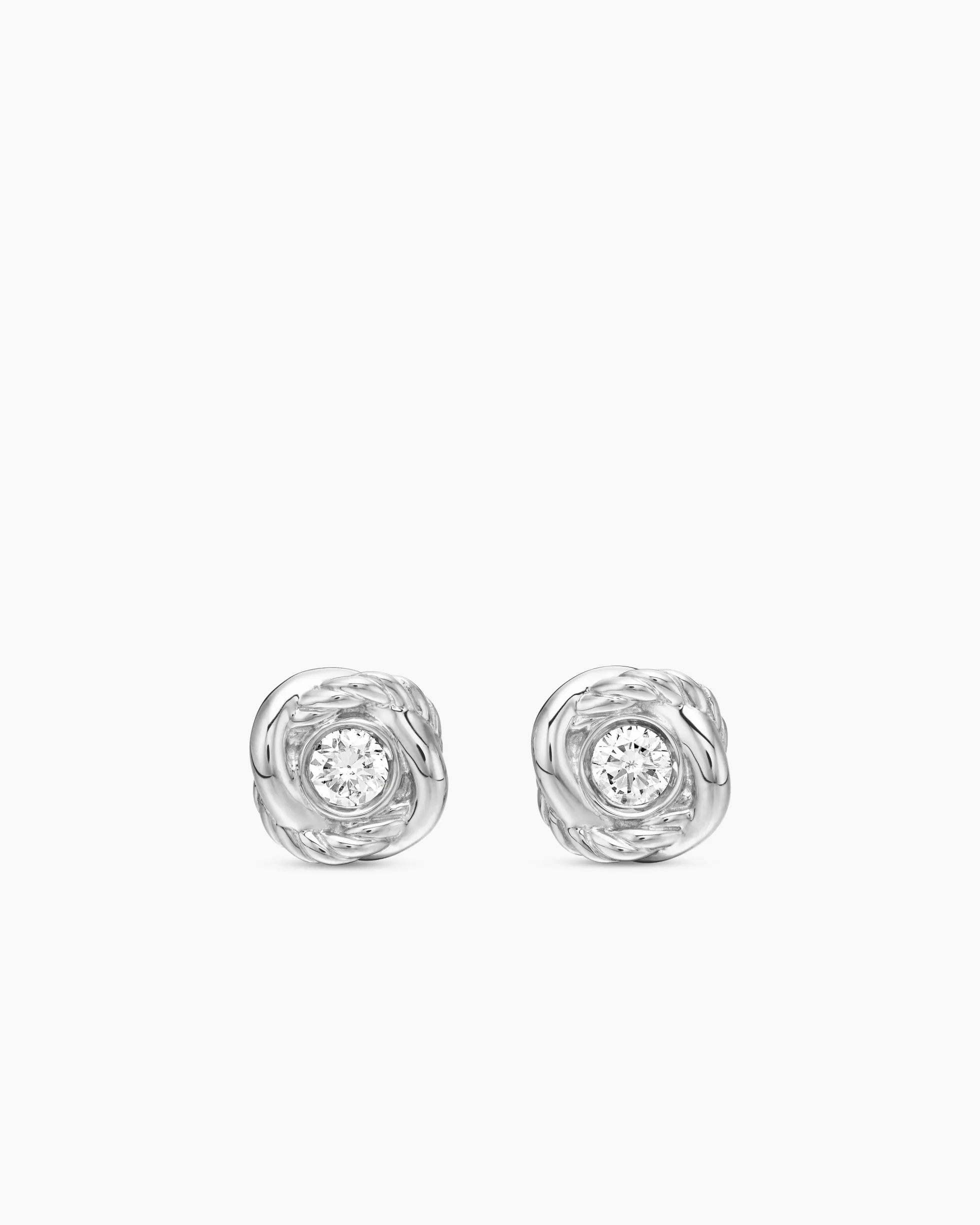 Infinity Stud Earrings Sterling Silver with Diamonds, 6.8mm