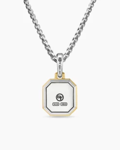 Initial Amulet Sterling Silver with 14K Yellow Gold A, 17mm