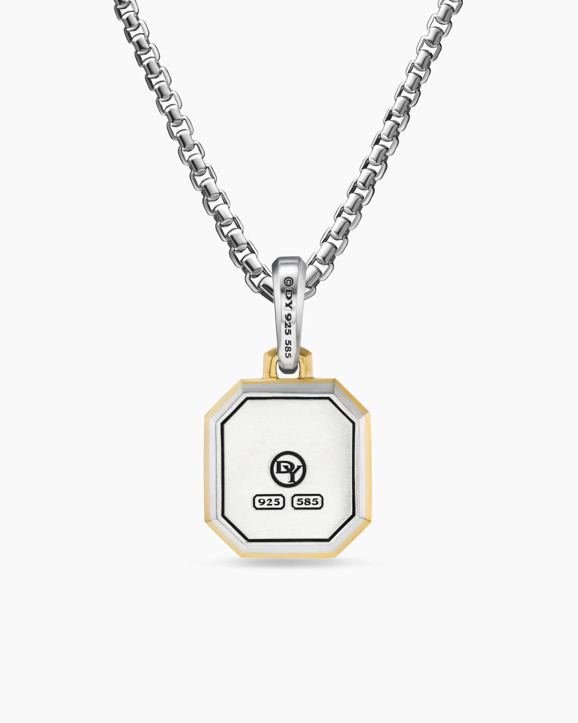 Initial Amulet Sterling Silver with 14K Yellow Gold A, 17mm