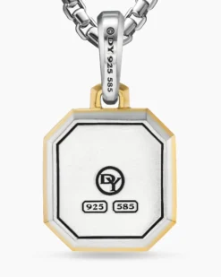 Initial Amulet Sterling Silver with 14K Yellow Gold A, 17mm