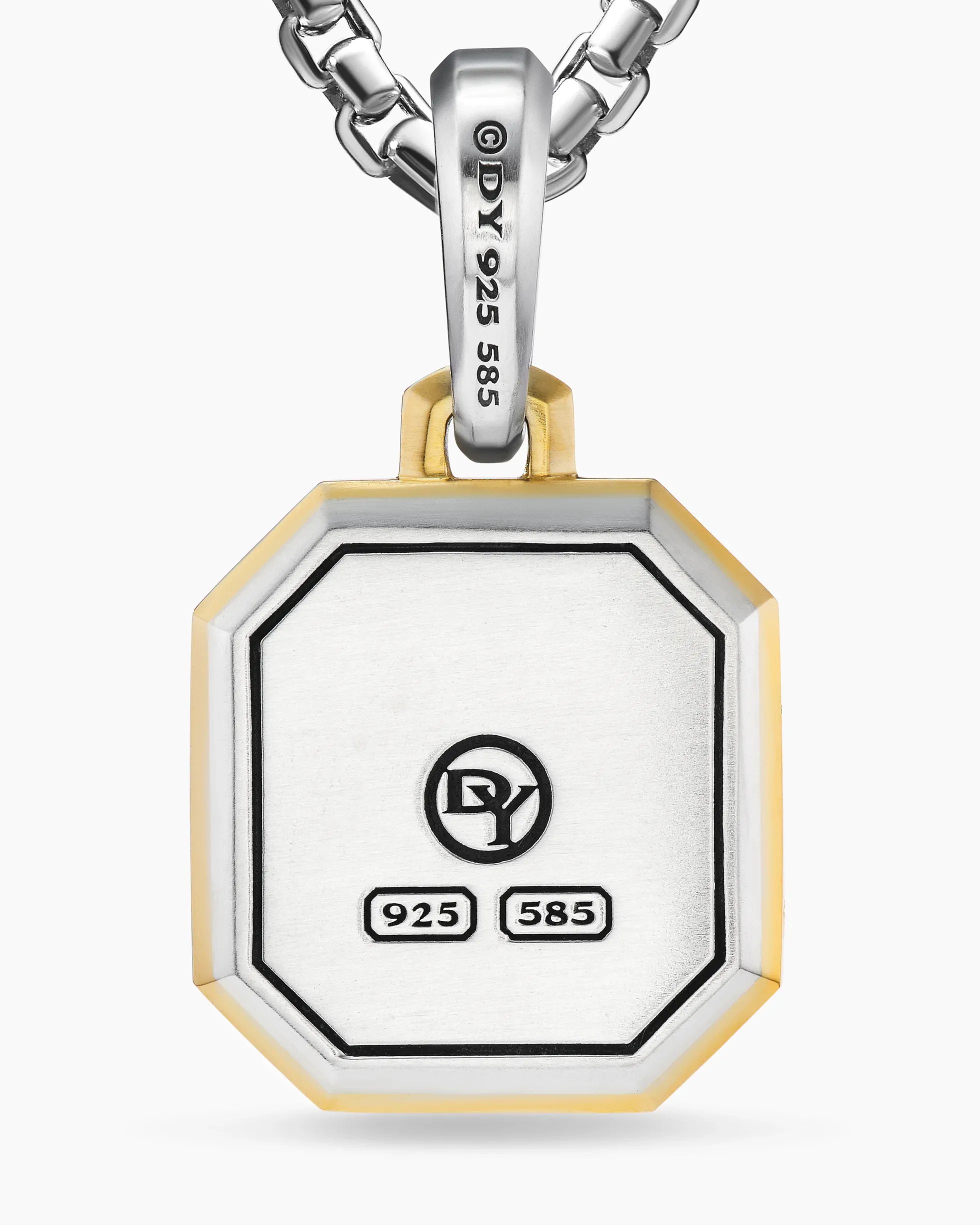Initial Amulet Sterling Silver with 14K Yellow Gold A, 17mm
