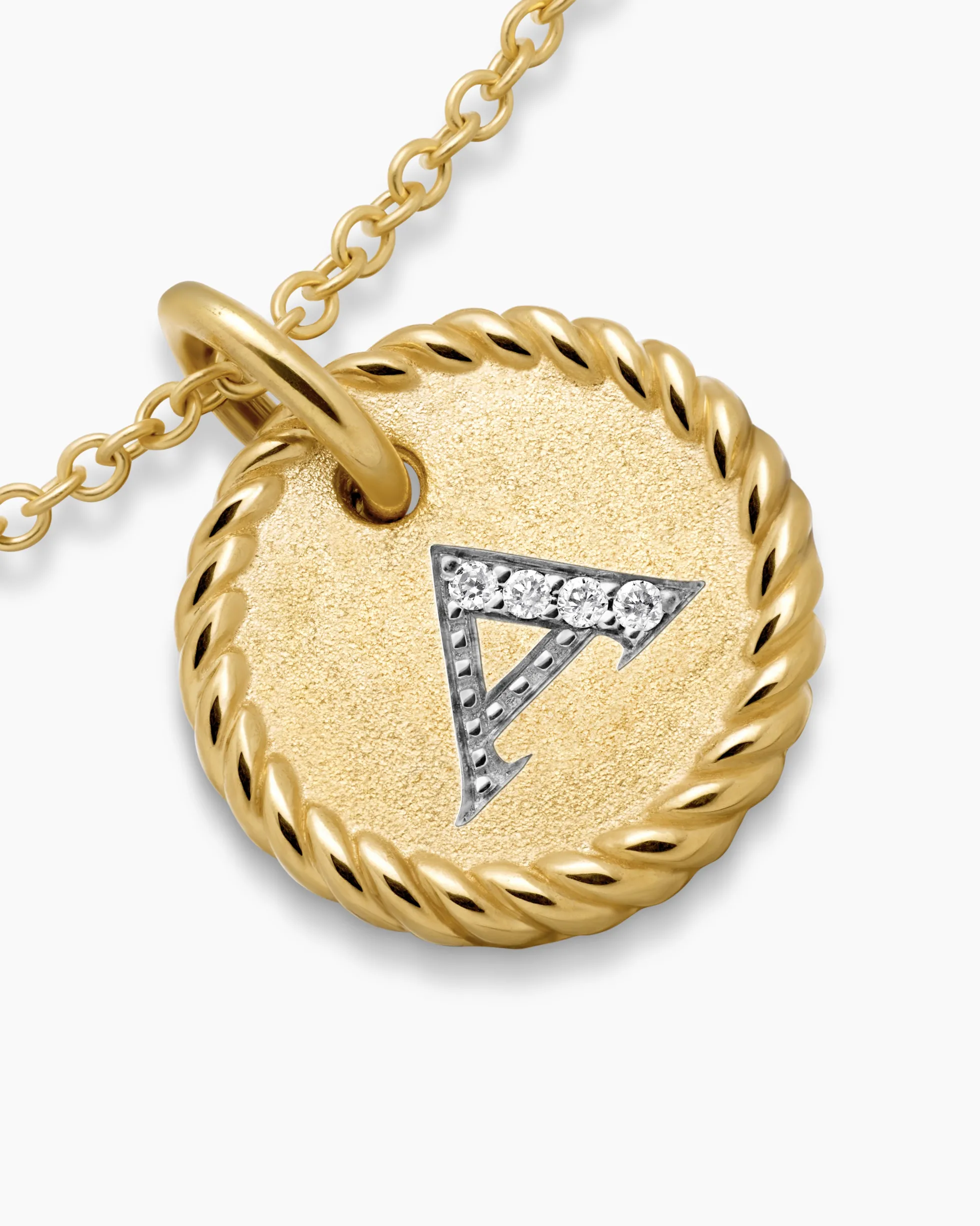 Initial Charm Necklace 18K Yellow Gold with Diamond A