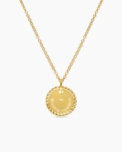 Initial Charm Necklace 18K Yellow Gold with Diamond A