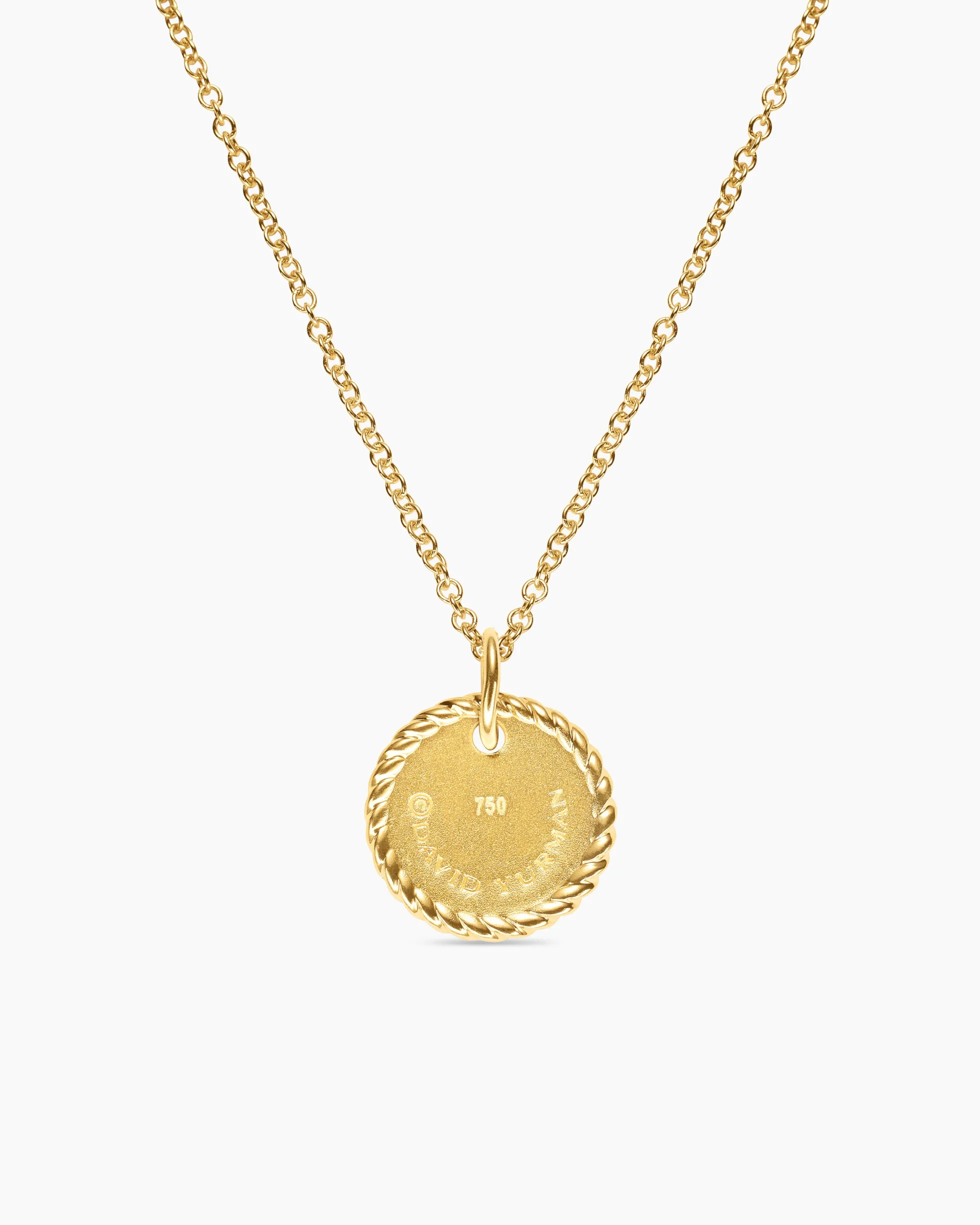 Initial Charm Necklace 18K Yellow Gold with Diamond A