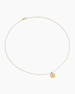 Initial Charm Necklace 18K Yellow Gold with Diamond A