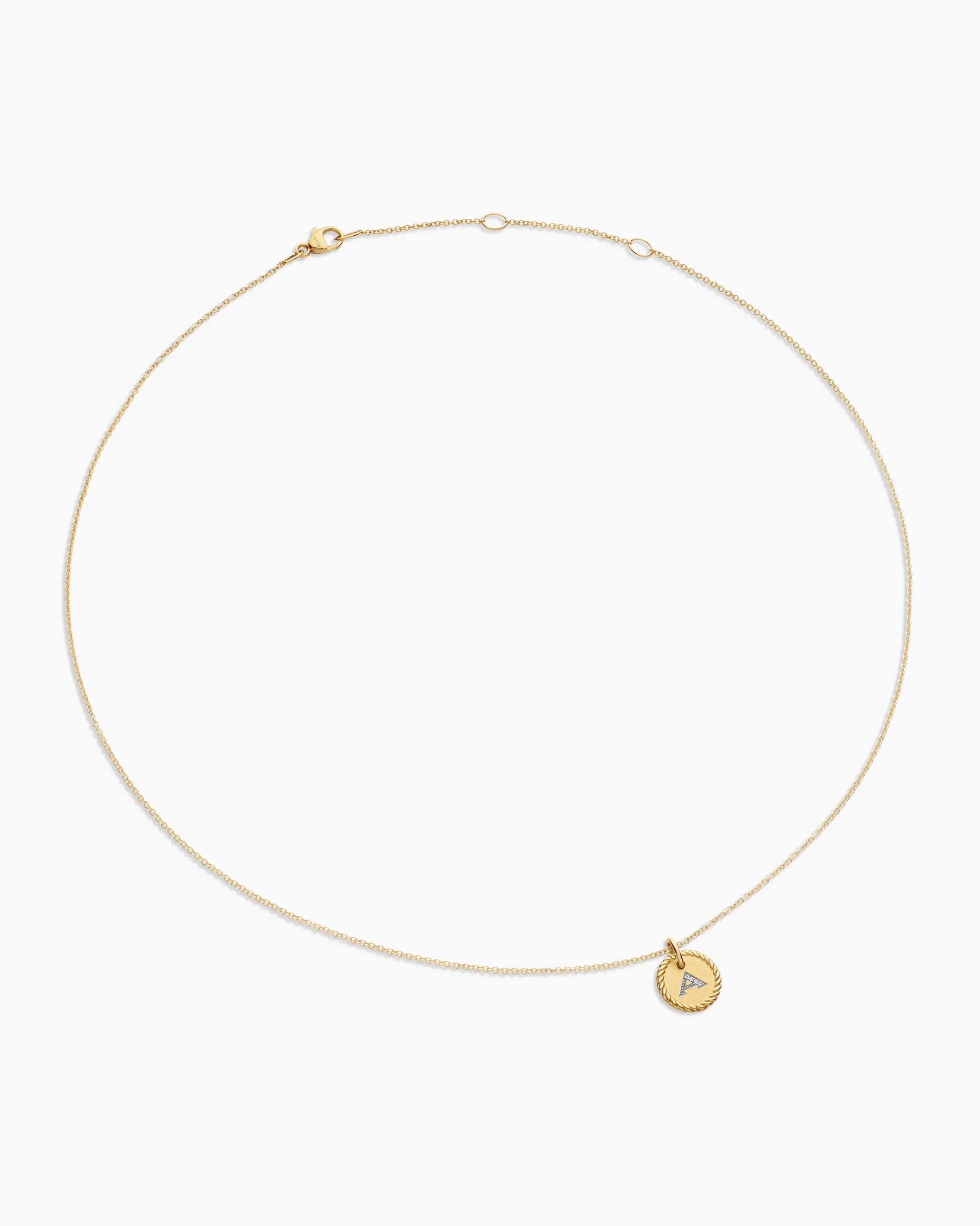 Initial Charm Necklace 18K Yellow Gold with Diamond A