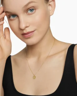 Initial Charm Necklace 18K Yellow Gold with Diamond A