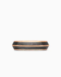 Knife Edge Band Ring 18K Rose Gold with Forged Carbon, 6mm