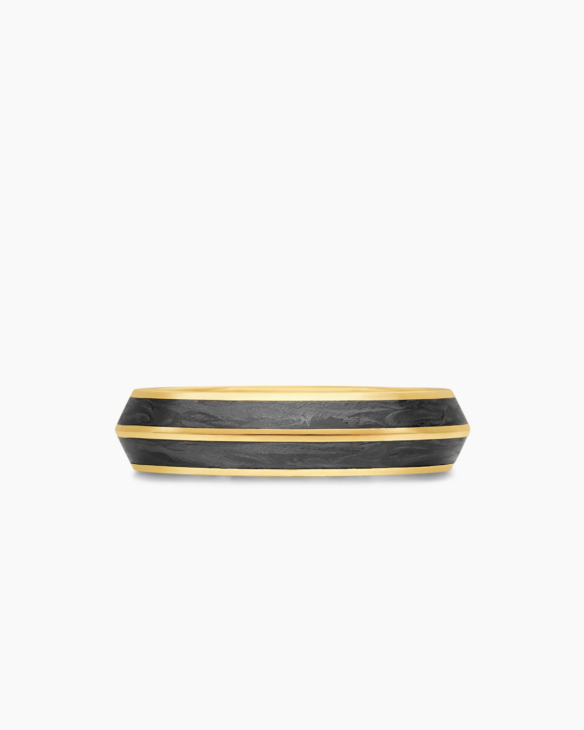 Knife Edge Band Ring 18K Yellow Gold with Forged Carbon, 6mm