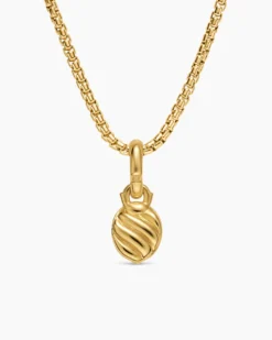 Ladybug Amulet 18K Yellow Gold with Rubies and Black Diamonds, 12.7mm
