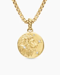 Leo Amulet 18K Yellow Gold with Diamonds, 19mm
