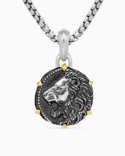 Leo Amulet Sterling Silver with 18K Yellow Gold, 23mm