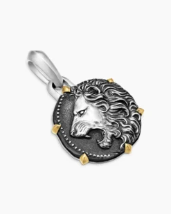 Leo Amulet Sterling Silver with 18K Yellow Gold, 23mm