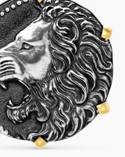 Leo Amulet Sterling Silver with 18K Yellow Gold, 23mm