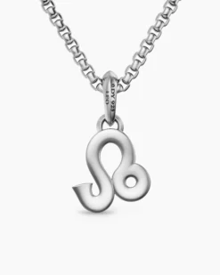 Leo Amulet Sterling Silver with Diamonds, 20mm