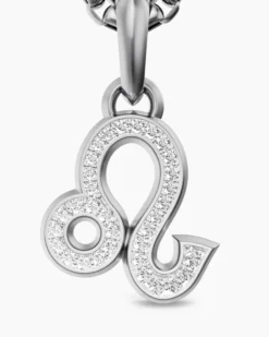 Leo Amulet Sterling Silver with Diamonds, 20mm