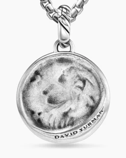 Leo Amulet Sterling Silver with 18K Yellow Gold and Diamonds, 19mm