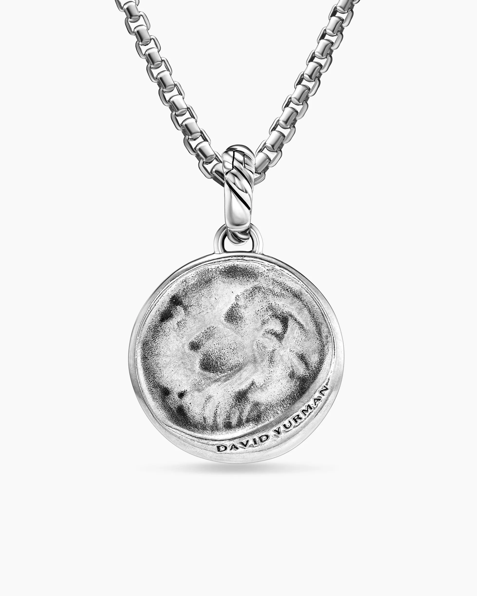 Leo Amulet Sterling Silver with 18K Yellow Gold and Diamonds, 19mm