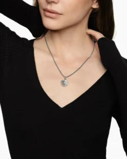 Leo Amulet Sterling Silver with 18K Yellow Gold and Diamonds, 19mm