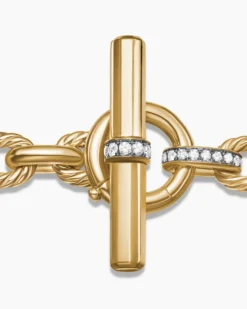 Lexington Chain Bracelet 18K Yellow Gold with Diamonds, 9.8mm
