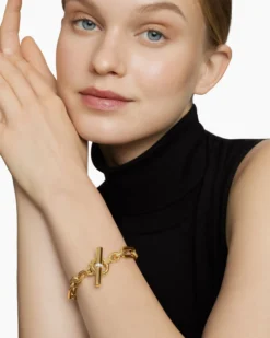 Lexington Chain Bracelet 18K Yellow Gold with Diamonds, 9.8mm