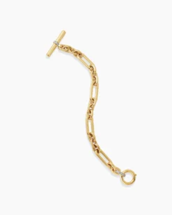 Lexington Chain Bracelet 18K Yellow Gold with Diamonds, 9.8mm