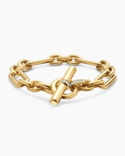 Lexington Chain Bracelet 18K Yellow Gold with Diamonds, 9.8mm