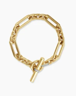 Lexington Chain Bracelet 18K Yellow Gold with Diamonds, 9.8mm