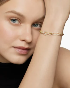 Lexington Chain Bracelet 18K Yellow Gold with Full Pavé Diamonds, 6.5mm