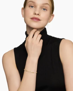 Lexington Chain Bracelet 18K Yellow Gold with Full Pavé Diamonds, 6.5mm