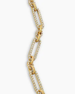 Lexington Chain Bracelet 18K Yellow Gold with Full Pavé Diamonds, 6.5mm