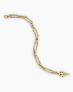 Lexington Chain Bracelet 18K Yellow Gold with Full Pavé Diamonds, 6.5mm