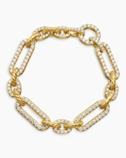 Lexington Chain Bracelet 18K Yellow Gold with Full Pavé Diamonds, 9.8mm