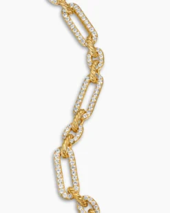 Lexington Chain Bracelet 18K Yellow Gold with Full Pavé Diamonds, 9.8mm