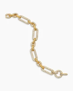 Lexington Chain Bracelet 18K Yellow Gold with Full Pavé Diamonds, 9.8mm