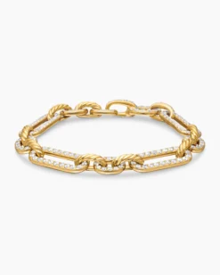 Lexington Chain Bracelet 18K Yellow Gold with Full Pavé Diamonds, 9.8mm