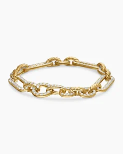 Lexington Chain Bracelet 18K Yellow Gold with Full Pavé Diamonds, 9.8mm