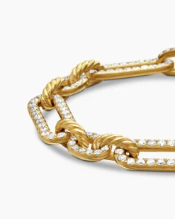 Lexington Chain Bracelet 18K Yellow Gold with Full Pavé Diamonds, 9.8mm