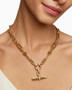 Lexington Chain Necklace 18K Yellow Gold with Diamonds, 9.8mm